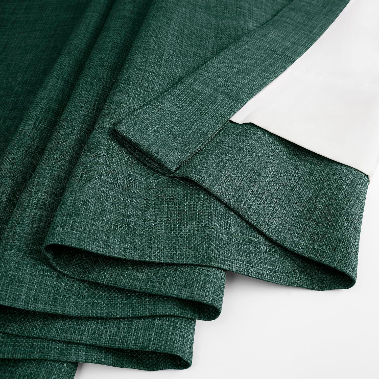 HPD Half Price Drapes Empire Green Italian Faux Linen Room Darkening Curtains with Rod Pocket - 1 Panel - Window Curtains for Living Room & Curtains for Bedroom, 50W X 108L
