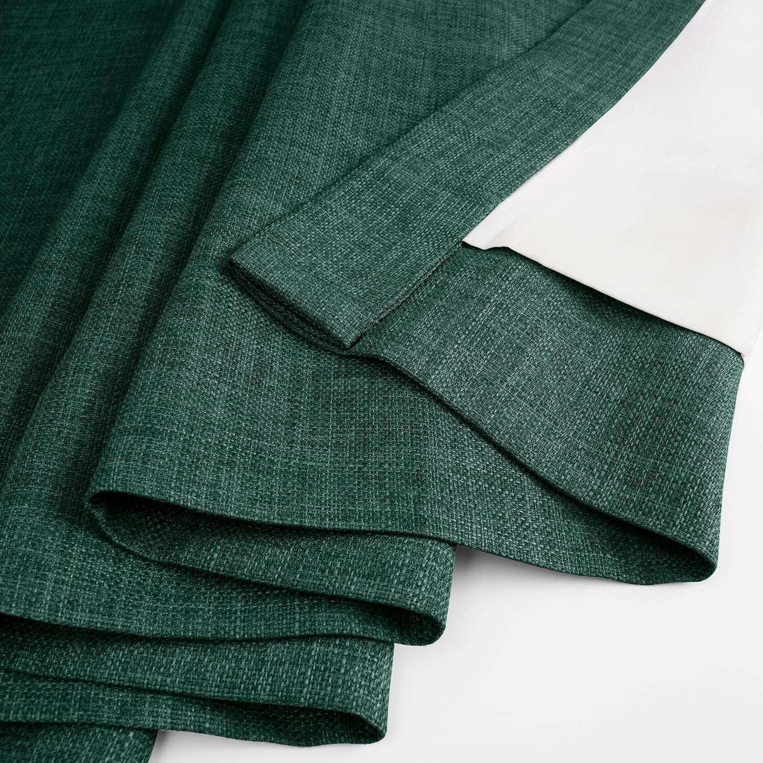 HPD Half Price Drapes Empire Green Italian Faux Linen Room Darkening Curtains with Rod Pocket - 1 Panel - Window Curtains for Living Room & Curtains for Bedroom, 50W X 108L