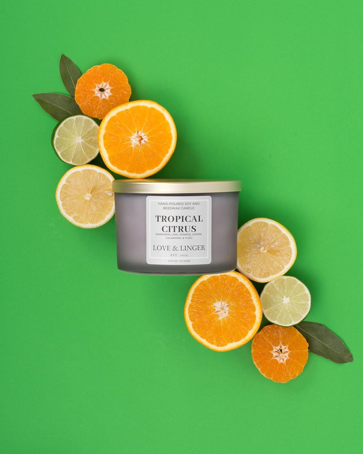 Tropical Citrus Frosted Grey Soy and Beeswax Candle