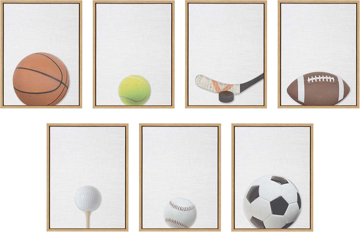 18" x 24" Sylvie Color Football Portrait Framed Canvas Natural - DesignOvation: Modern Style, Plastic Frame, Screen Print Wall Art