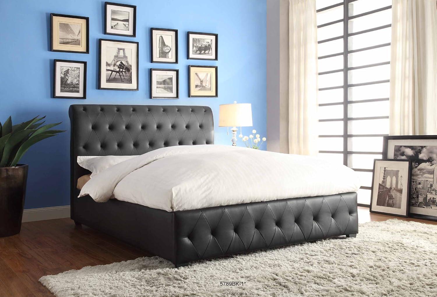 Homelegance Tufted California King Size Upholstered Bed, Dark Grey Fabric