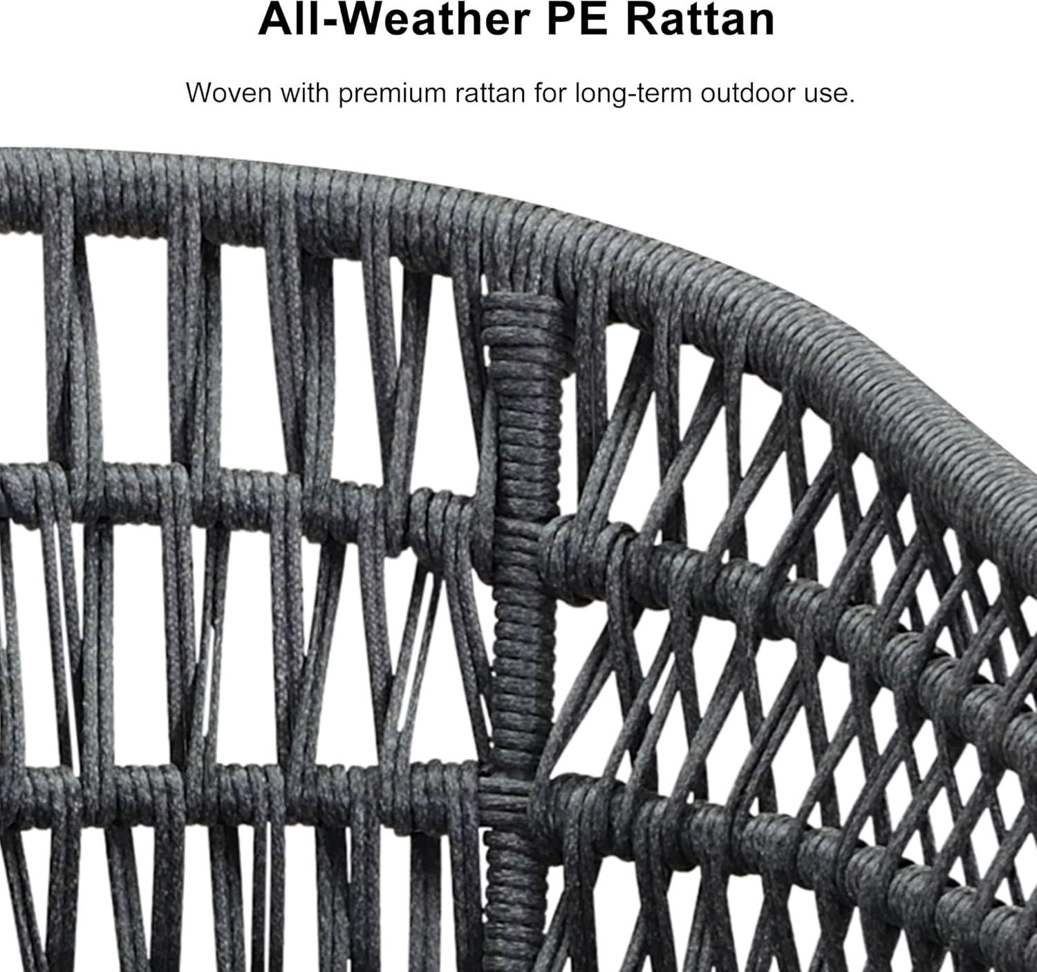 PURPLE LEAF 9 Pieces Outdoor Dining Set All-Weather PE Rattan Outdoor Patio Furniture Set with All Aluminum Frame Rectangular Table and Chairs Set for Lawn Garden Backyard Deck, Grey
