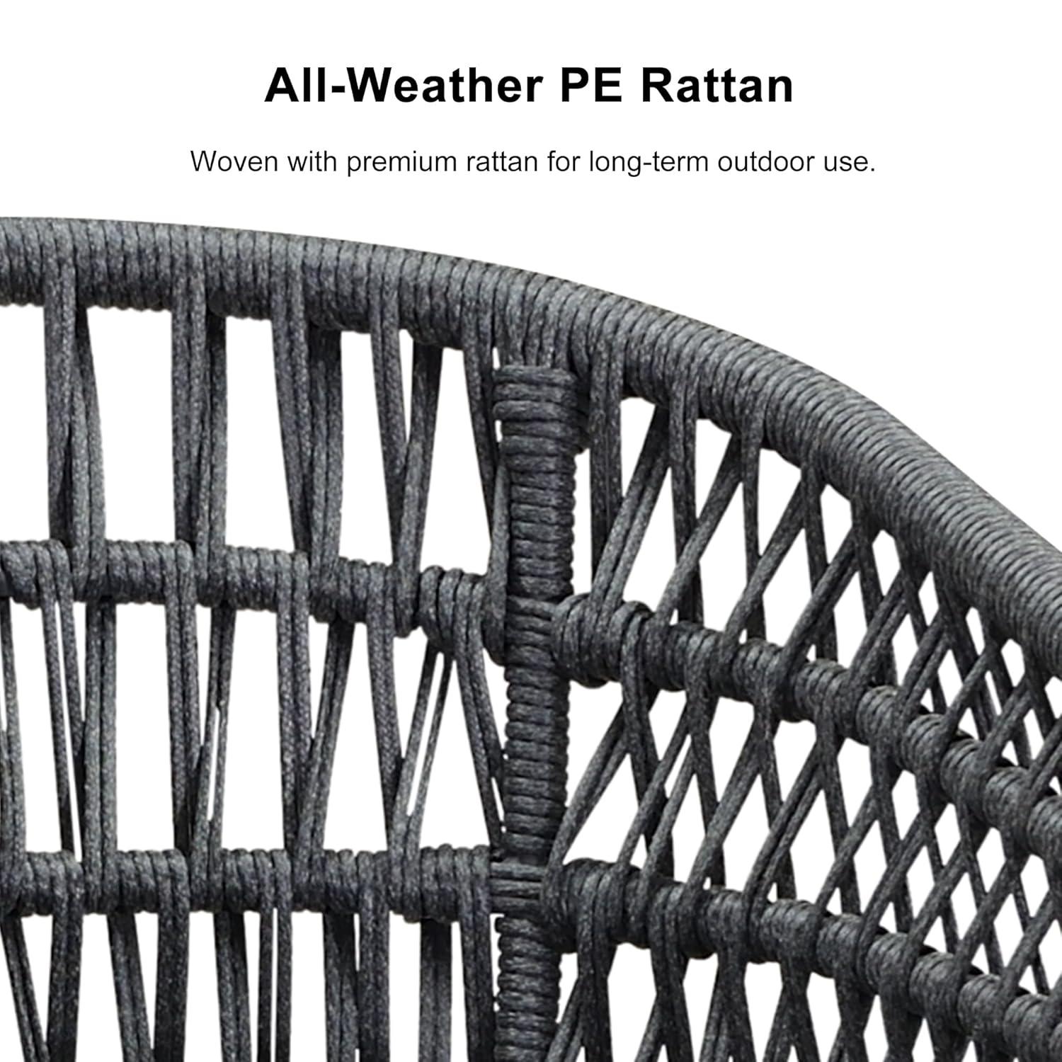 PURPLE LEAF 9 Pieces Outdoor Dining Set All-Weather PE Rattan Outdoor Patio Furniture Set with All Aluminum Frame Rectangular Table and Chairs Set for Lawn Garden Backyard Deck, Grey