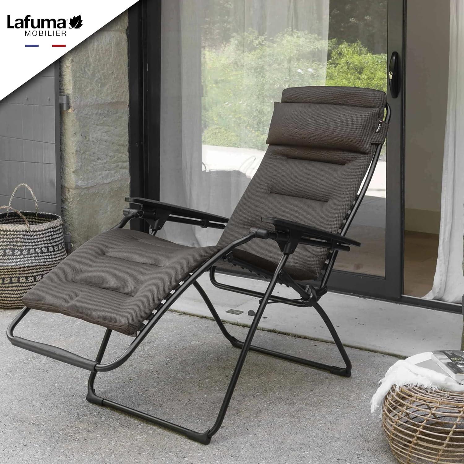 Lafuma Futura Air Comfort Outdoor Zero Gravity Steel Folding Recliner Chair for Camping, Backyards, Patio, Lawn, and Garden, Taupe