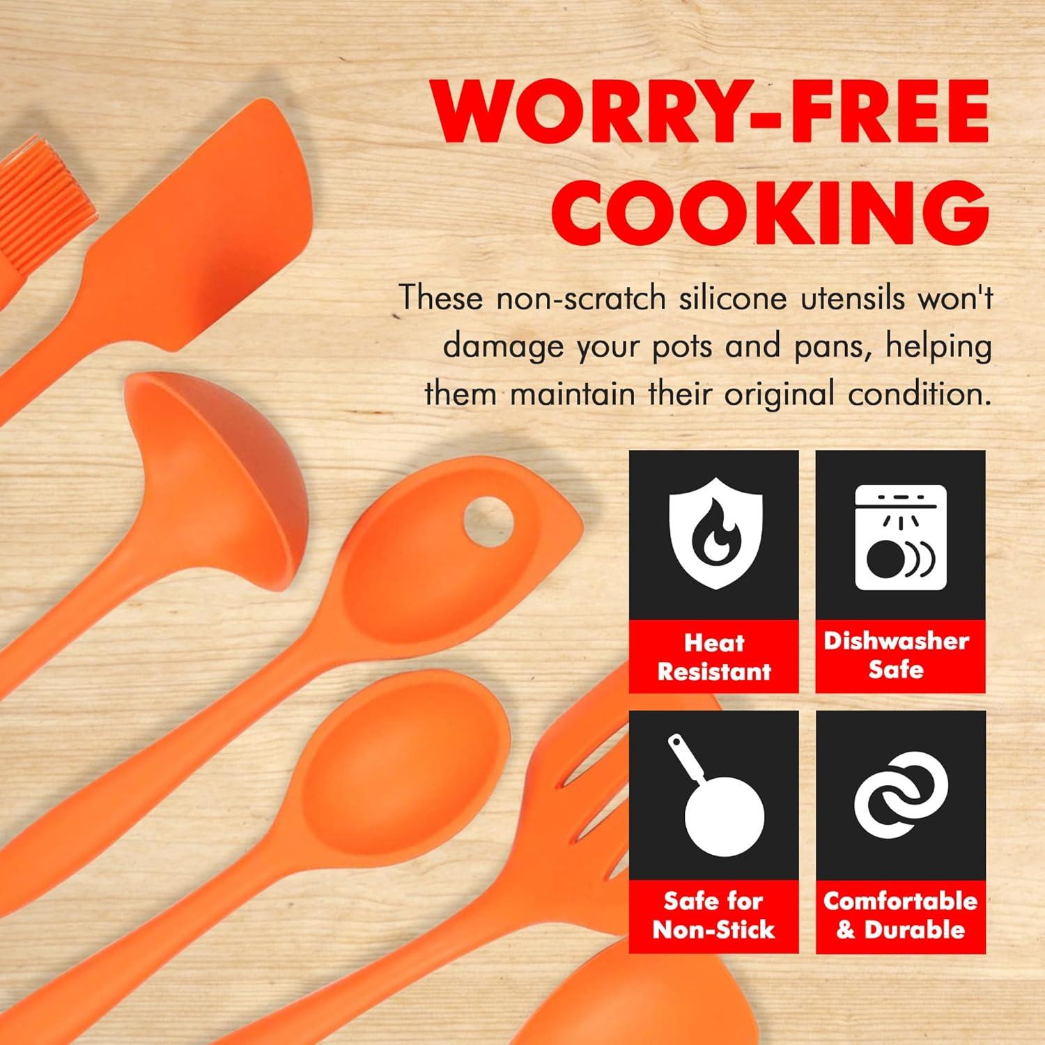 Chef Craft 7-Piece Orange Silicone Kitchen Utensil Set