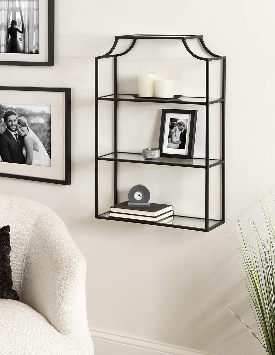 Kate & Laurel All Things Decor 20" x 30" Ciel Tiered Wall Shelf Black: 3-Tier Plastic Floating Shelf, Includes Mounting Hardware