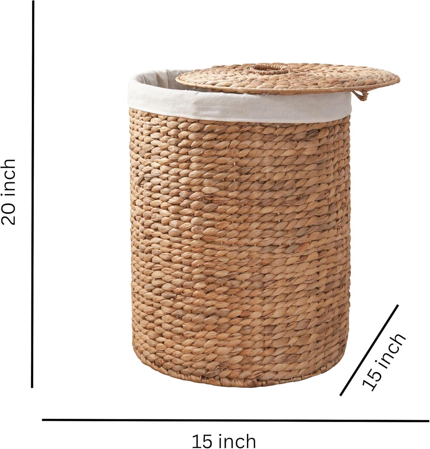 Solhome Ludmilla 15" x 15" Water Hyacinth Brown Wicker All Age Laundry Hamper