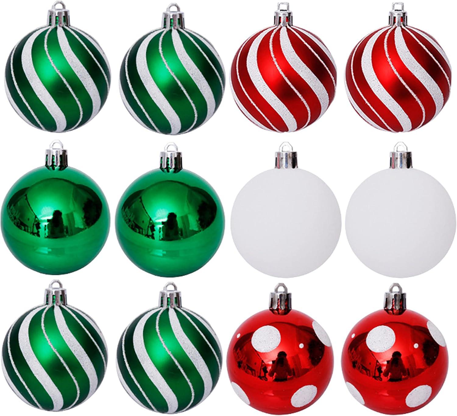 Yoloke 30PCS Christmas Balls Ornaments, Shatterproof Holiday Bulbs Festive Wedding Hanging Ornaments Christmas Tree Decoration (Red&Green)