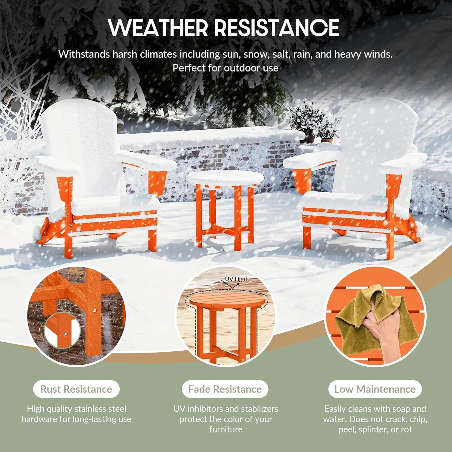 WestinTrends All-Weather Outdoor Patio Round Poly Adirondack Side Table, Orange
