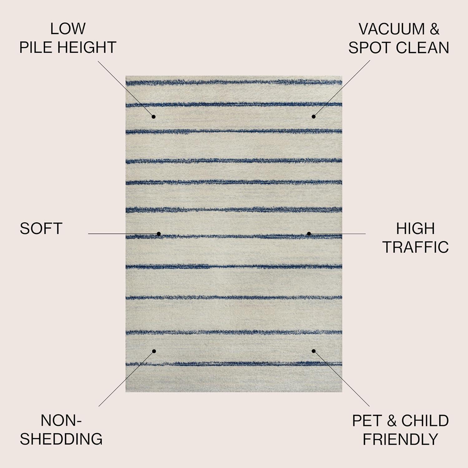 JONATHAN Y Williamsburg Minimalist Stripe Cream/Navy 4 ft. x 6 ft. Area Rug