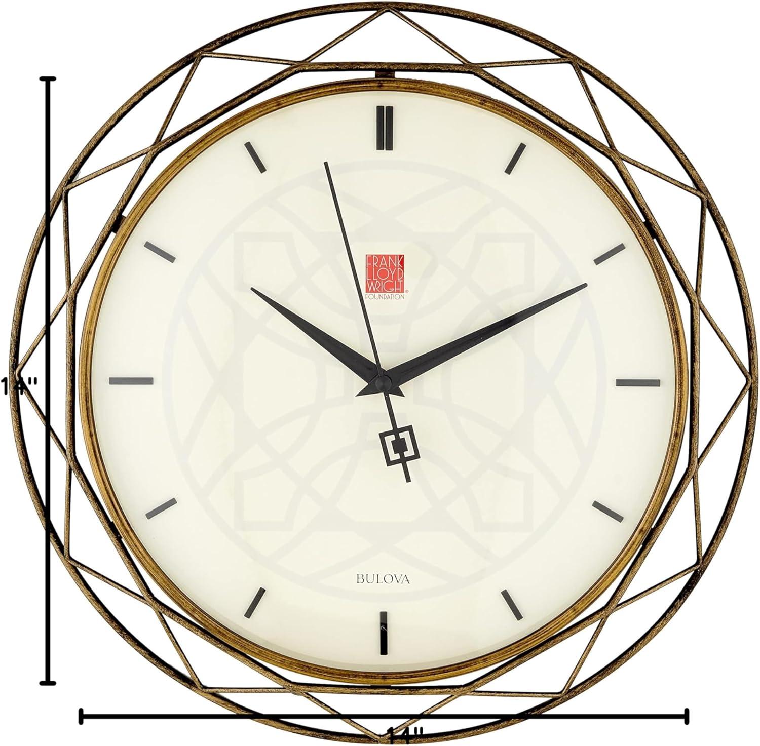 Bronze Frank Lloyd Wright Inspired 14-Inch Wall Clock