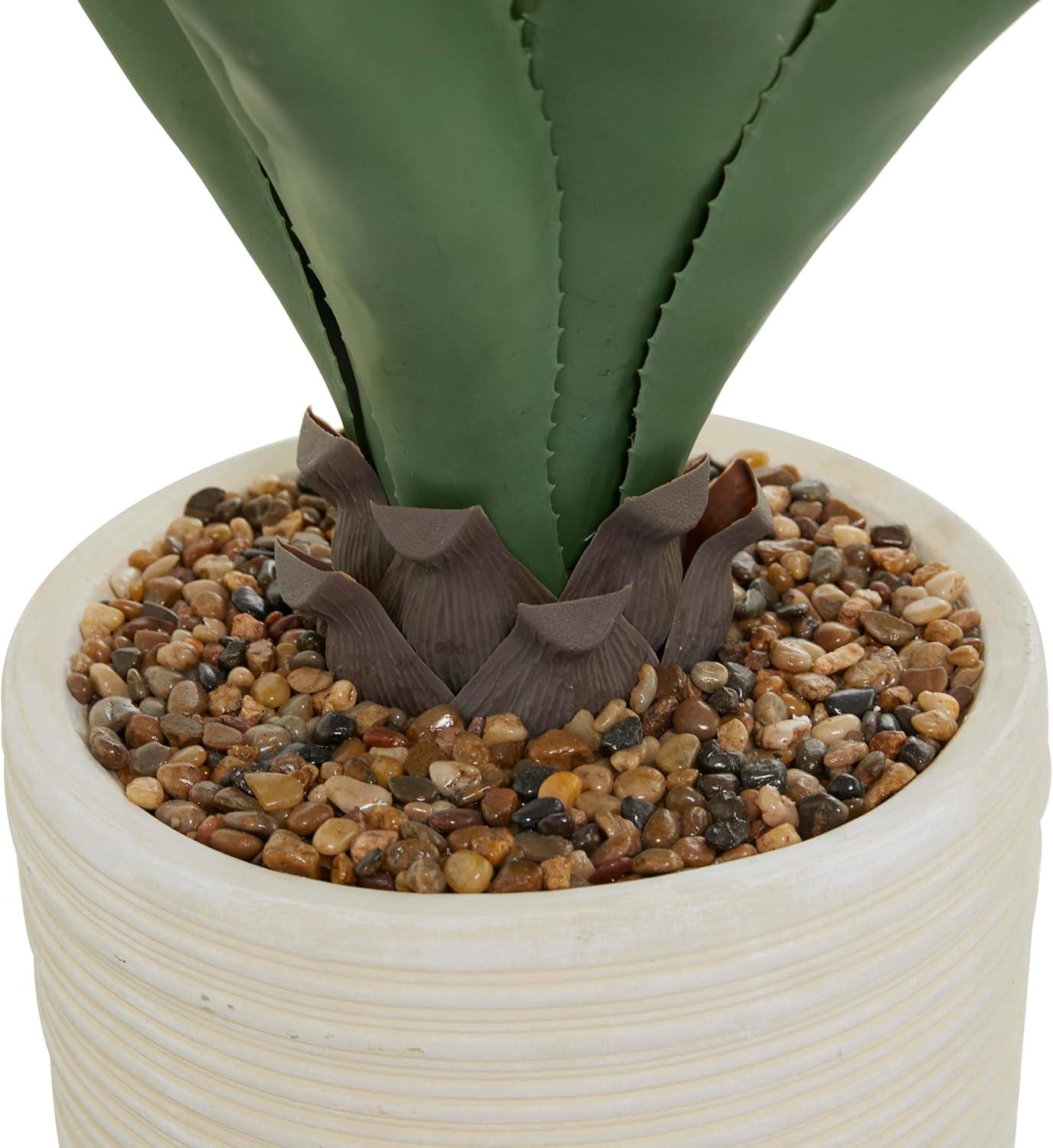 DecMode 31" Artificial Agave Plant in Realistic Leaves and Beige Ceramic Pot