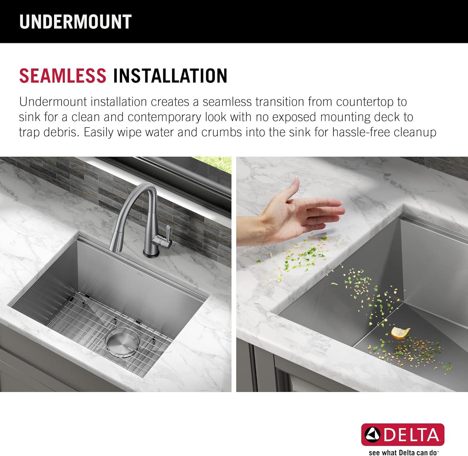 Delta 95B9031-24Sl Rivet 24” Workstation Laundry Utility Kitchen Sink Undermount 16 Gauge