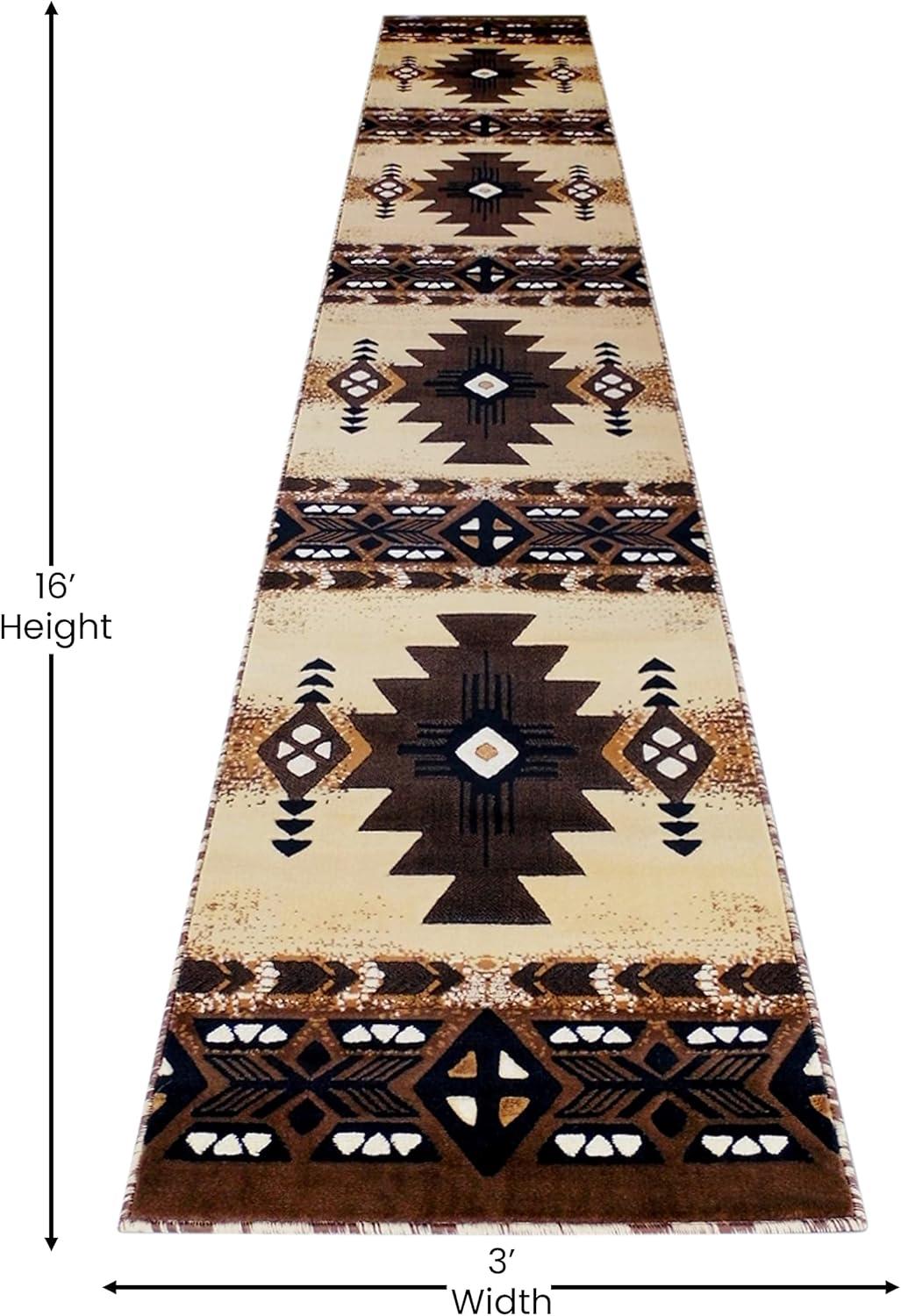 Flash Furniture Mohave Rectangular Southwestern Black, Beige, Brown Area Rug, 3' x 16'