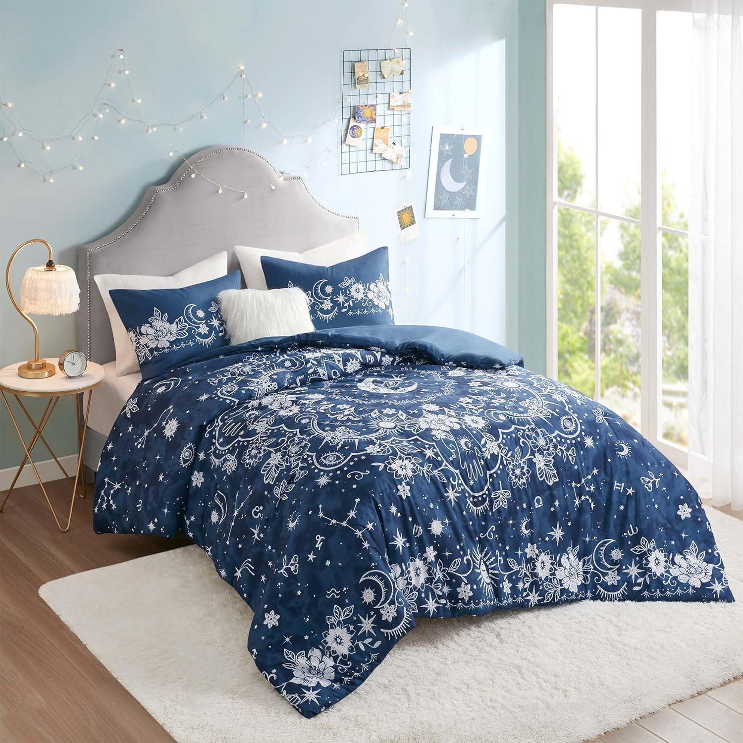 Navy Celestial Cotton Full/Queen Duvet Cover Set