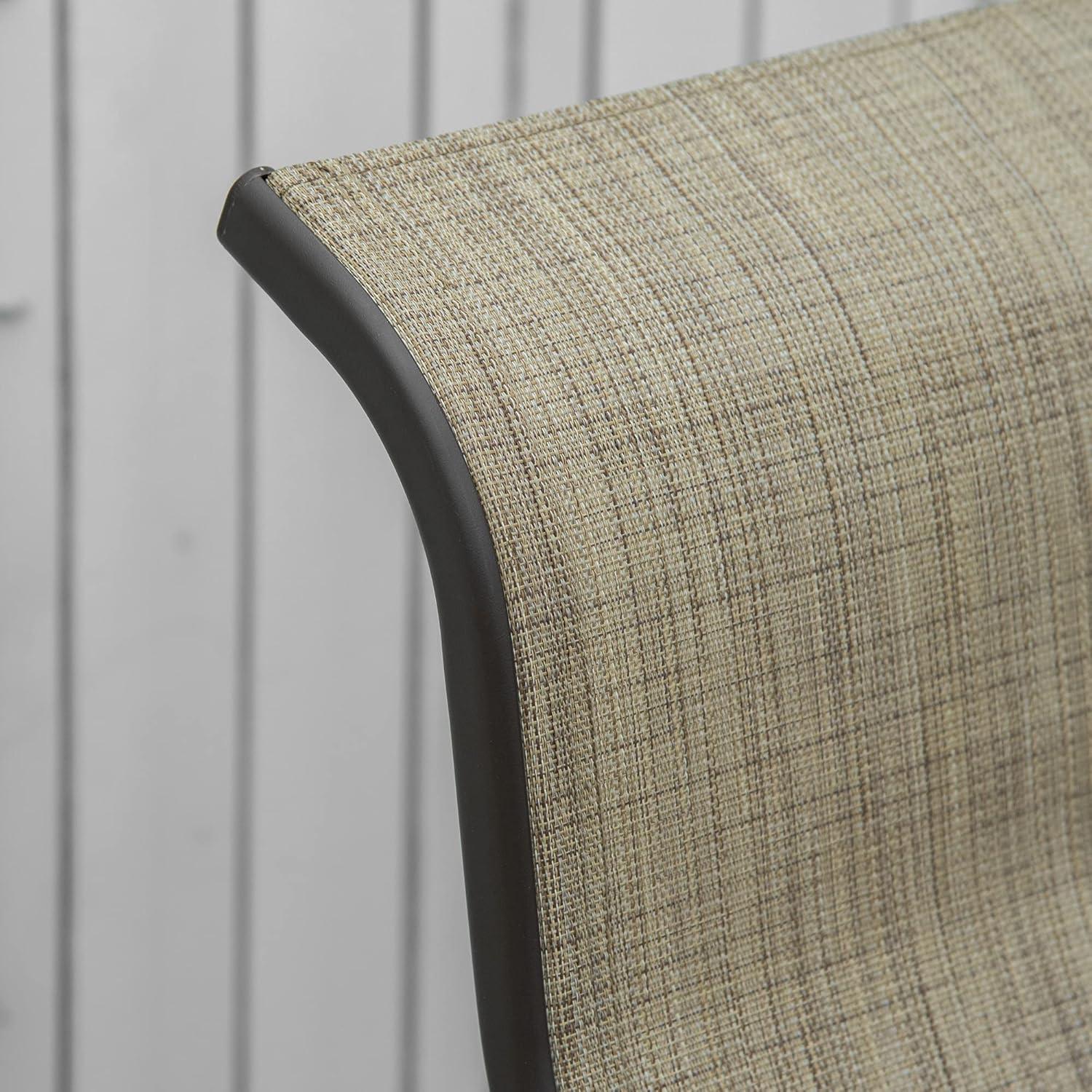 Tan Metal Outdoor Glider Chair with Mesh Fabric