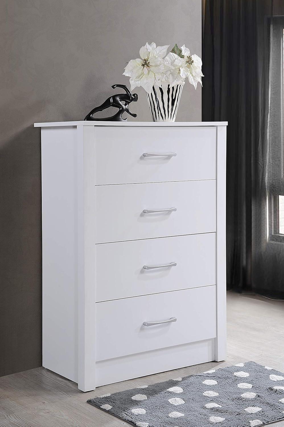 Hodedah 4-Drawer Chest in White