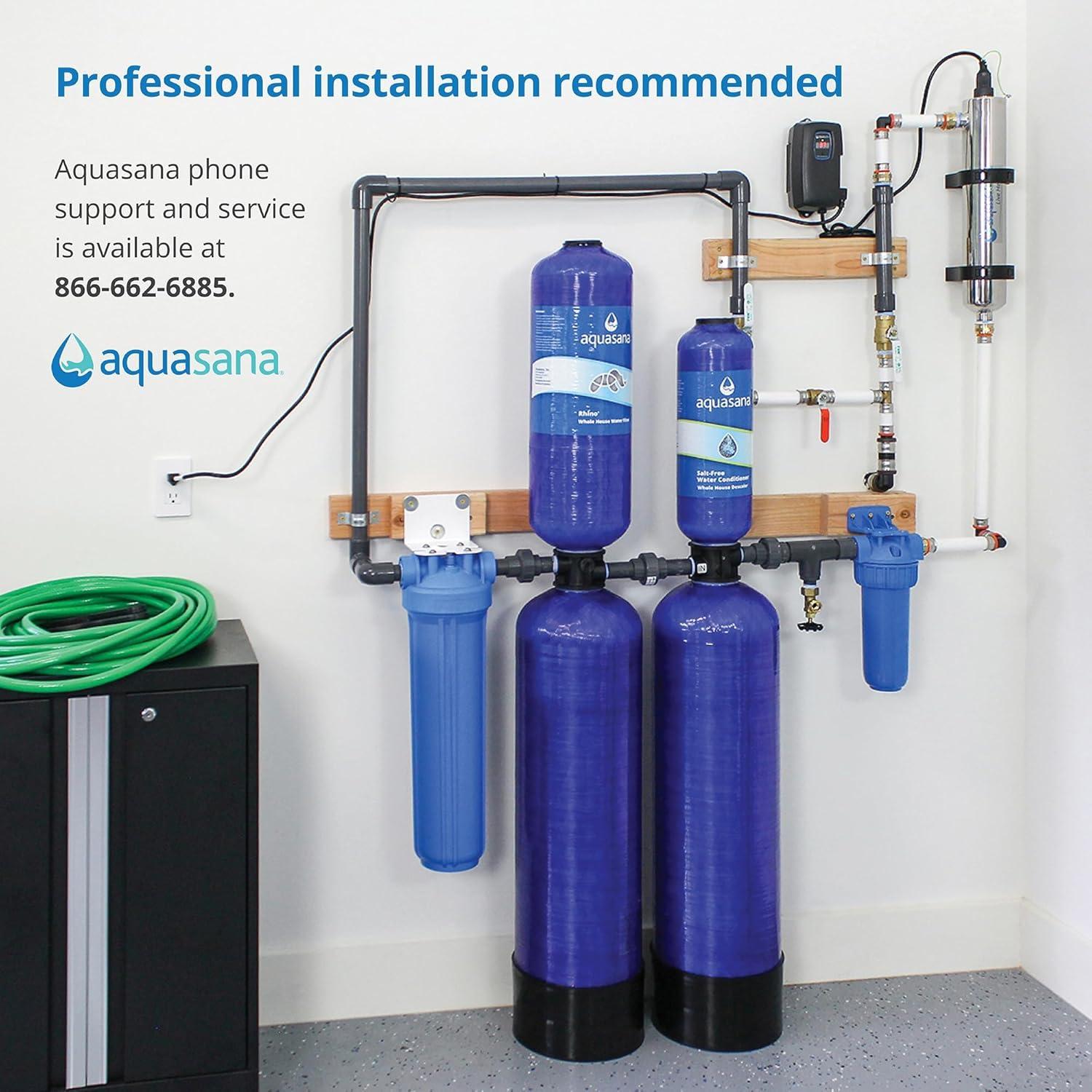 Aquasana Whole House Well Water Filter System - Water Softener Alternative w/ UV Purifier - EQ-WELL-UV-PRO-AST