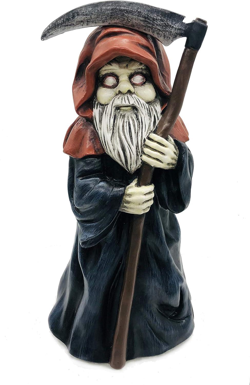 Grim Reaper Garden Gnome Statue - 8.5" Polyresin Halloween Decor