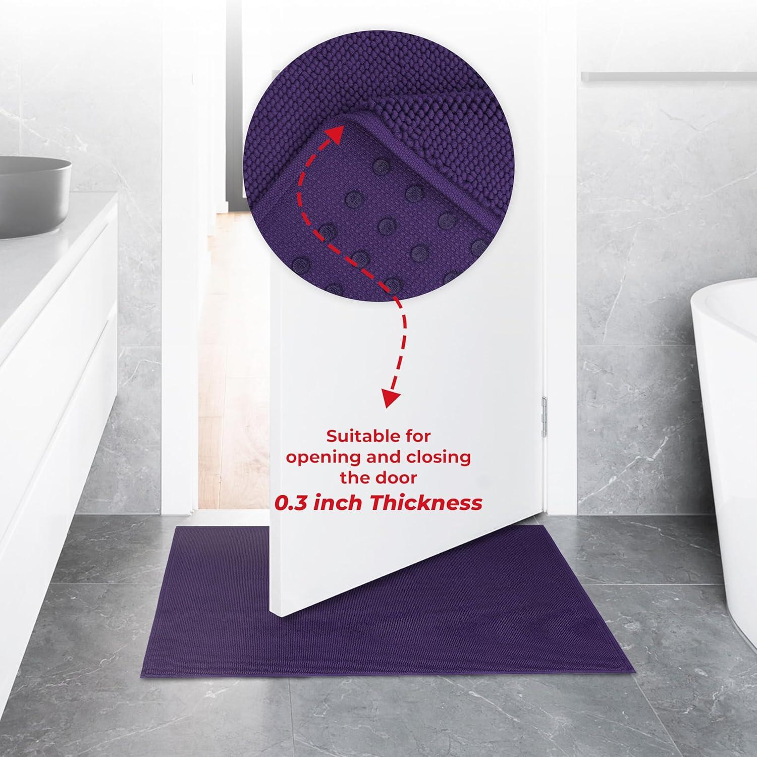 American Soft Linen 100% Cotton Bath Mat Rugs, 20x34 inches Slip Resistant Bottom Base Bath Mats for Bathroom, Purple
