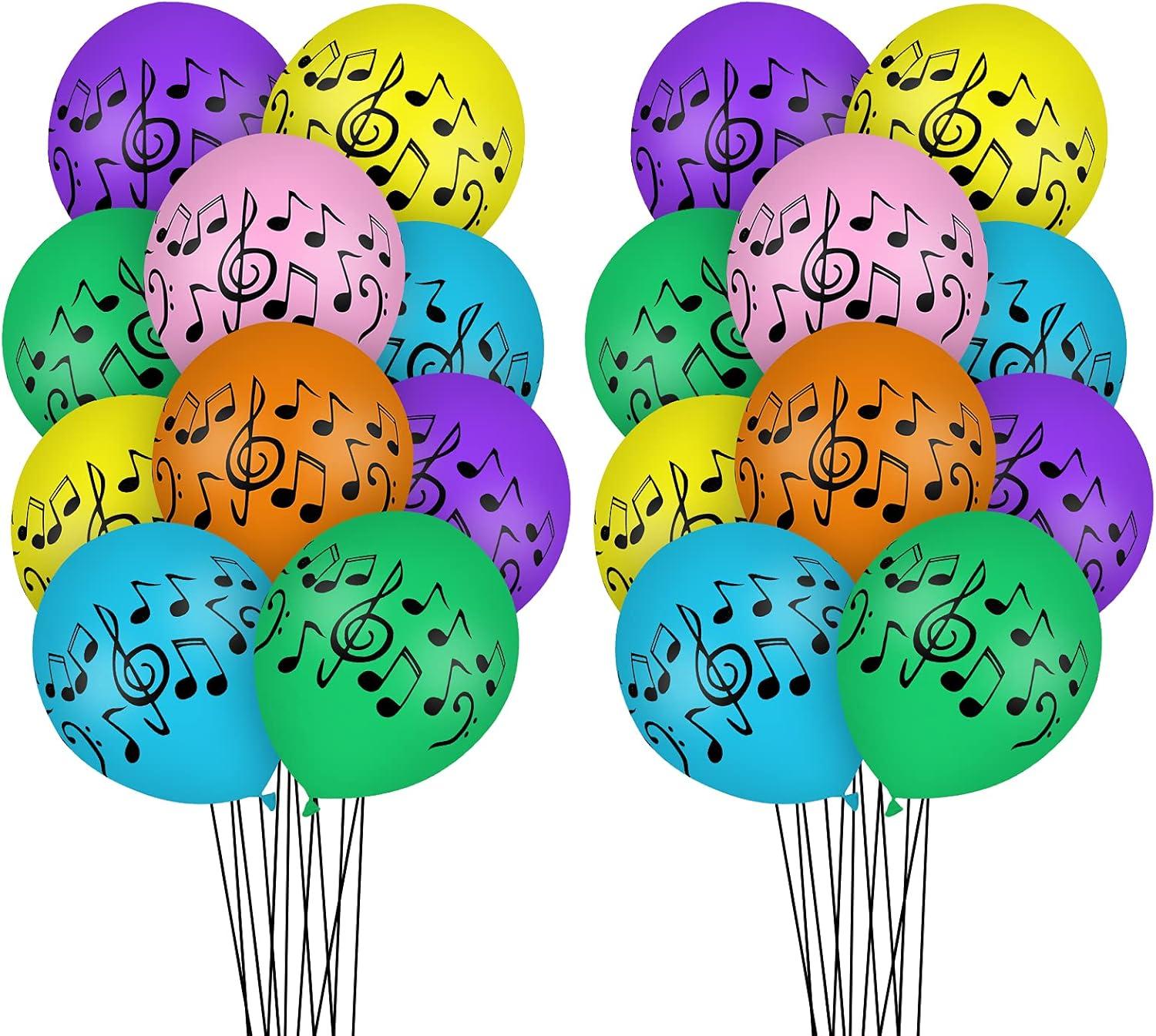 30 Pcs Music Notes DHF10 Balloons Colorful Music Birthday Party Decoration Balloons 12 Inches Latex Balloon for Musical Theme Birthday Party Decor Supplies