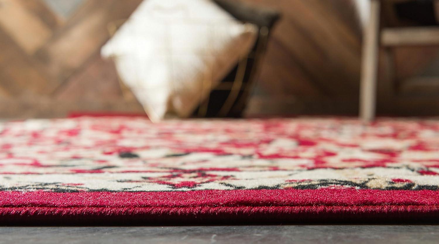 Unique Loom Cape Cod Espahan Rug Red/Beige 2' 2" x 3' 1" Rectangle Floral Traditional Perfect For Living Room Bed Room Dining Room Office