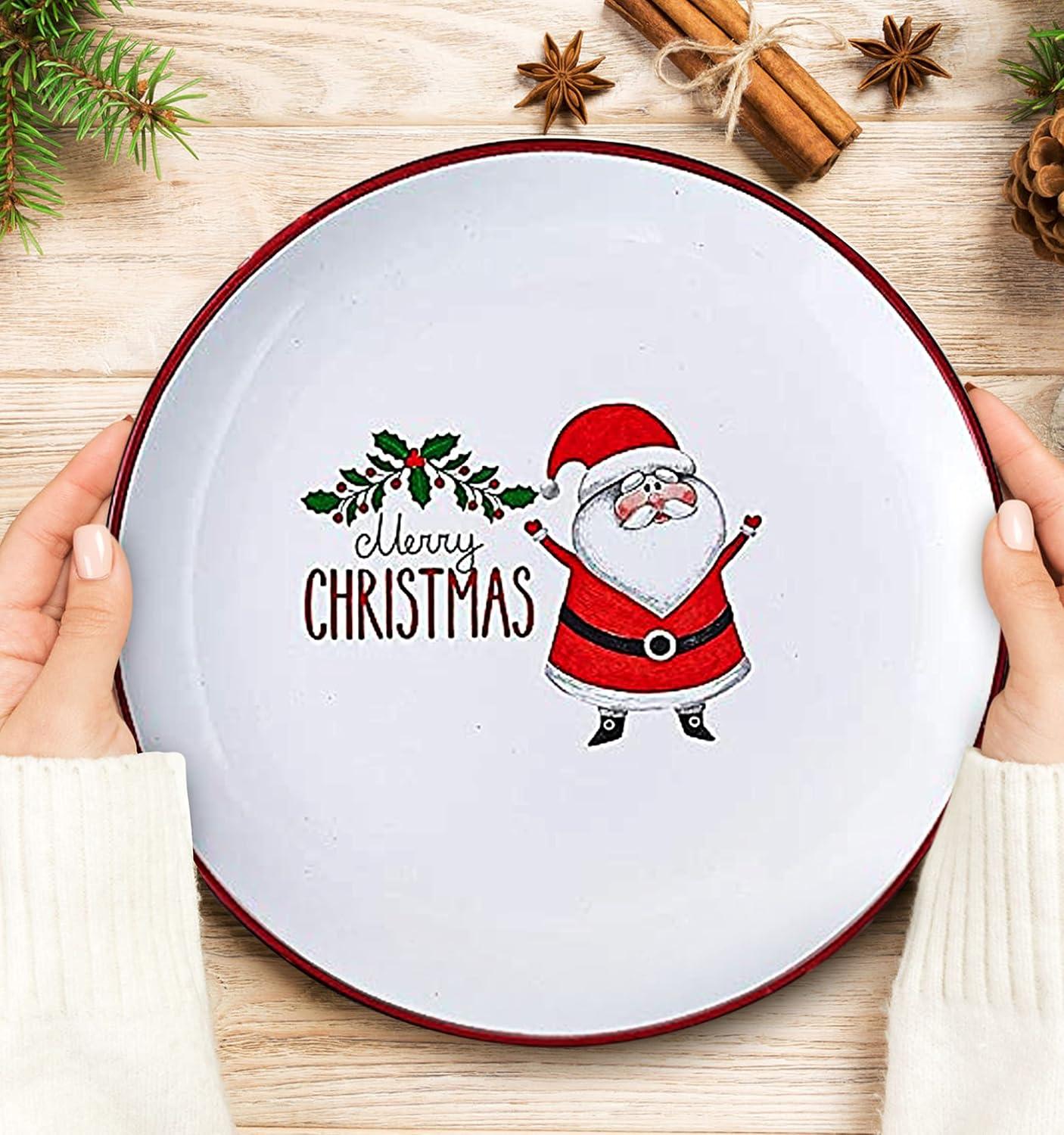 Bruntmor Set of 4 Elegant Matte 11" Round Ceramic Dinner Plates, White