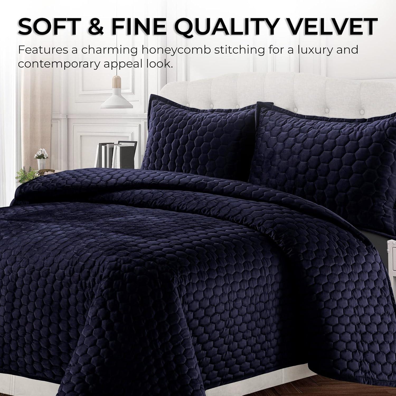 Tribeca Living Lugano Velvet Quilt Set