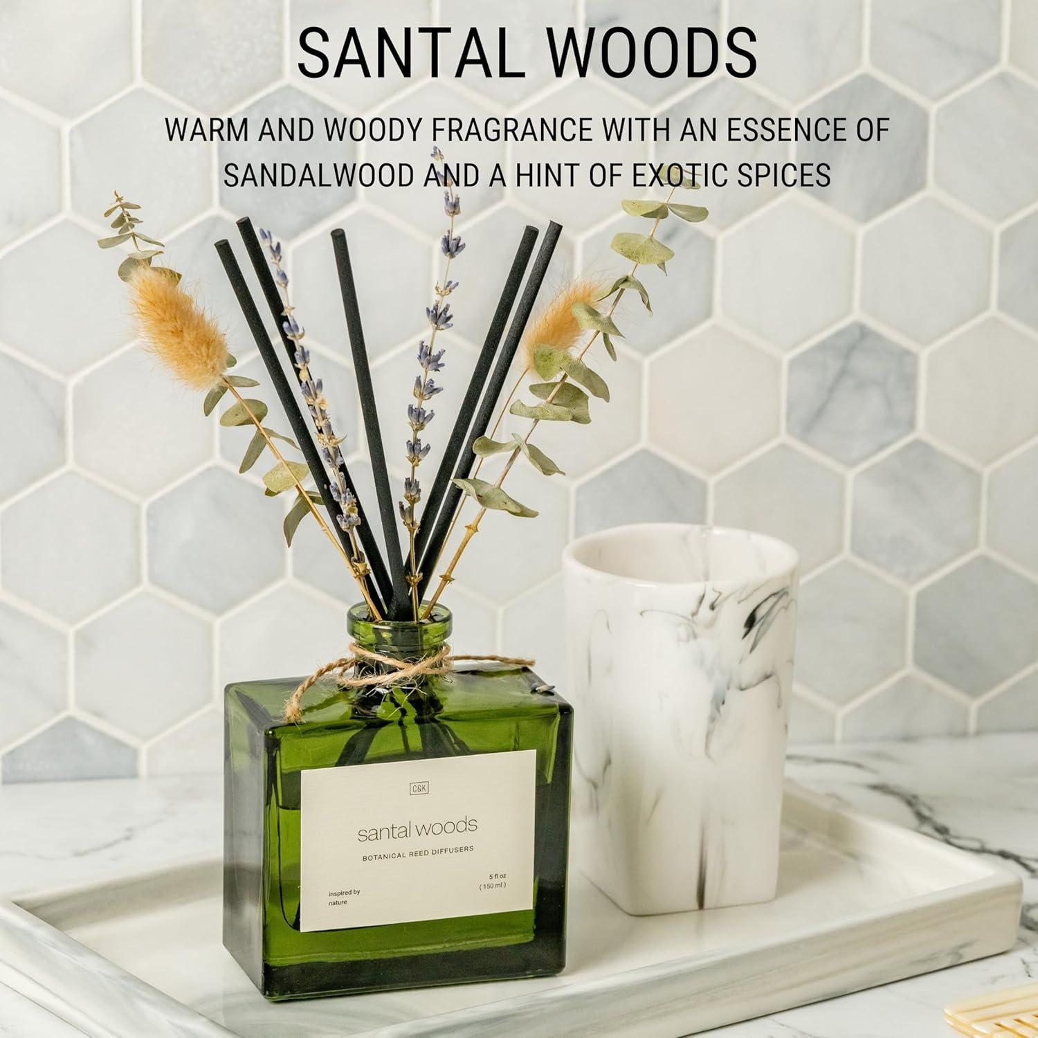 Craft & Kin Reed Diffuser Set With Flower For Home With Eucalyptus & Sicilian Citrus Scent