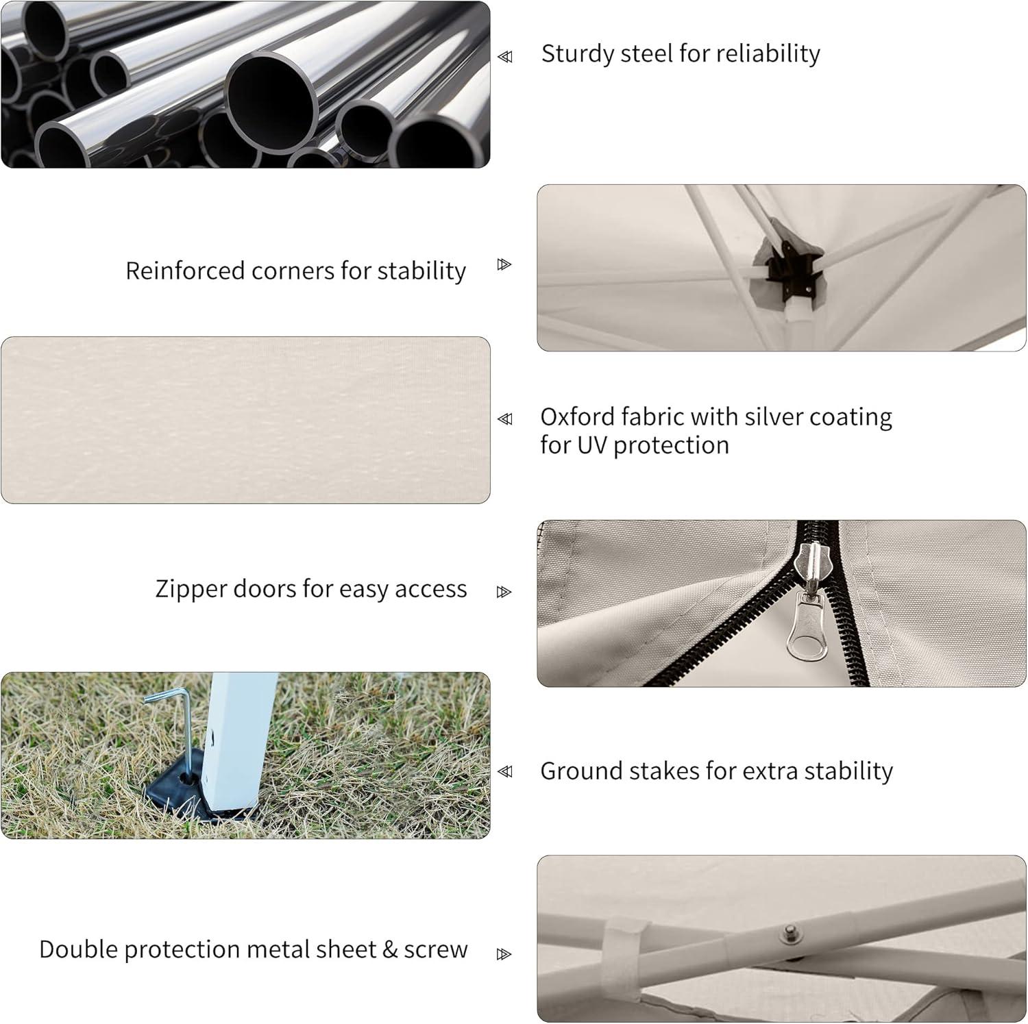 Outsunny 10' x 10' Pop Up Canopy Tent with Breathable Mesh Sidewalls, Easy Height Adjustable, Easy Transport Carrying Bag for Backyard Garden Patio