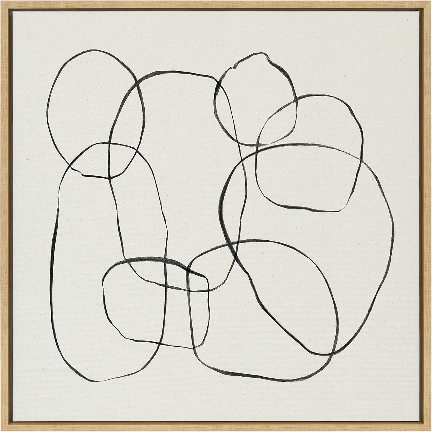 Kate and Laurel Sylvie Dancing Circles Framed Canvas by Teju Reval of SnazzyHues, 30x30, Natural