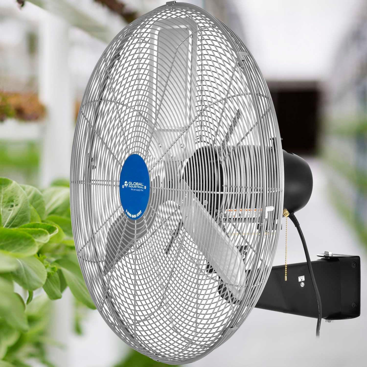 Industrial Silver 30" Wall Mount Oscillating Fan with Aluminum Blades