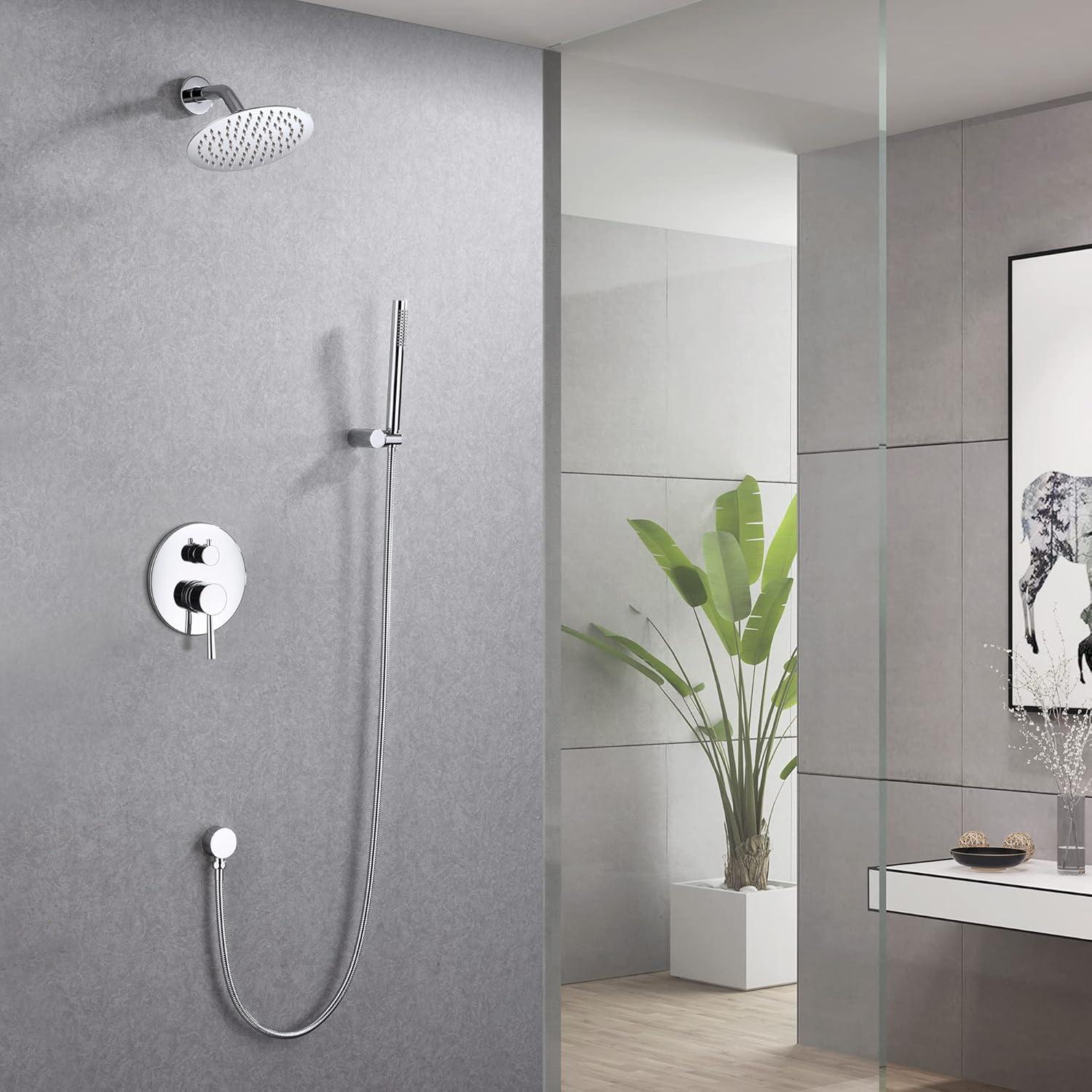 Full Metal Wall Mounted Rain Shower Faucet System, Rough in Valve Included,Chrome Finish