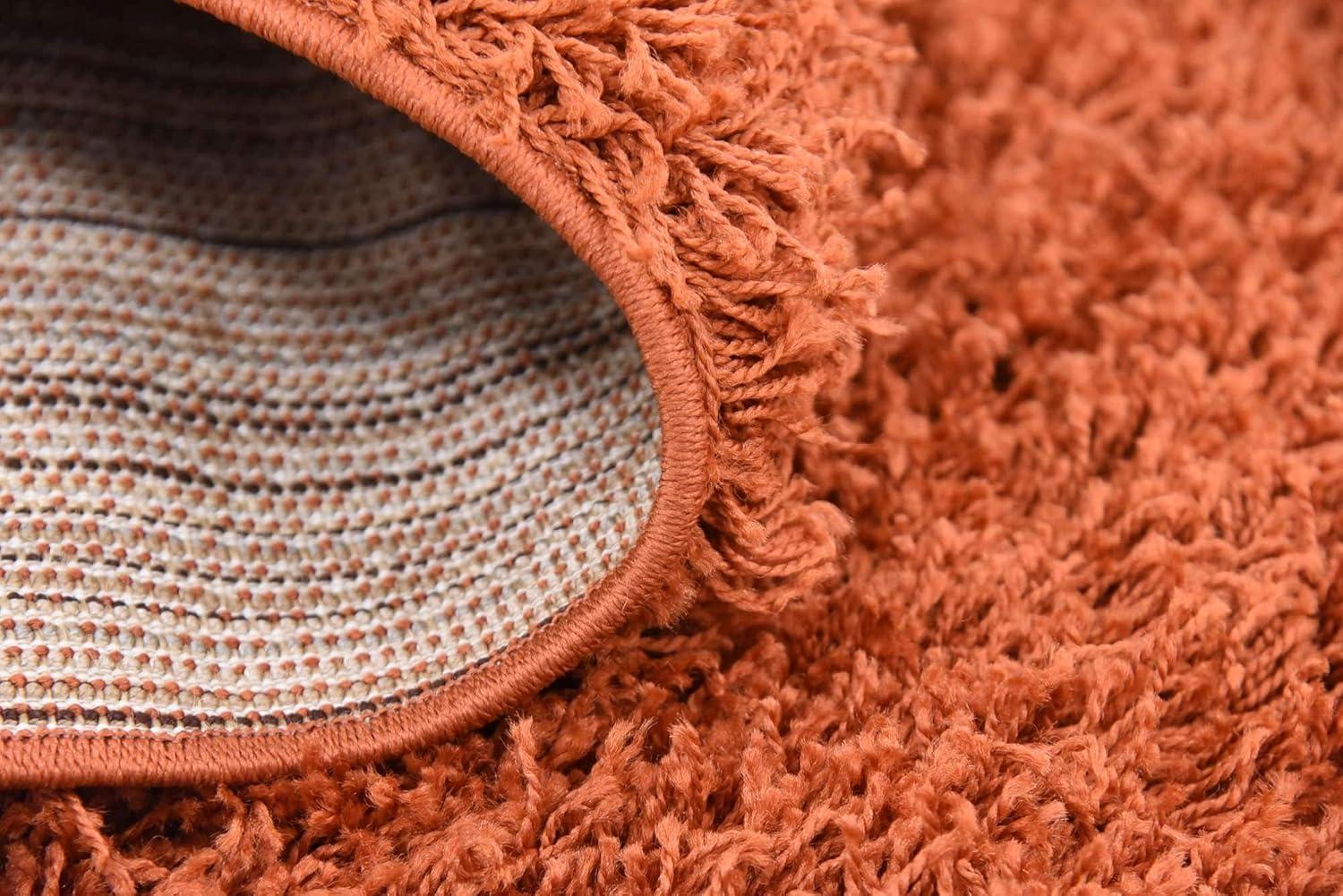 Unique Loom 8' 0 x 8' 0 Square Solid Shag Terracotta Area Rug