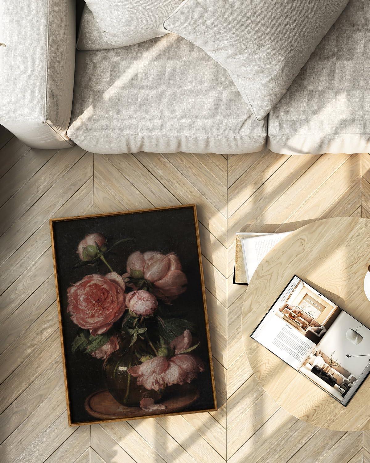 World Menagerie Framed Canvas Prints Art Vintage Decor, Botanical Canvas Wall Art Decor For Bedroom,Large Floral Prints For Living Room, French Country Decor Wall Prints, 20"X30"