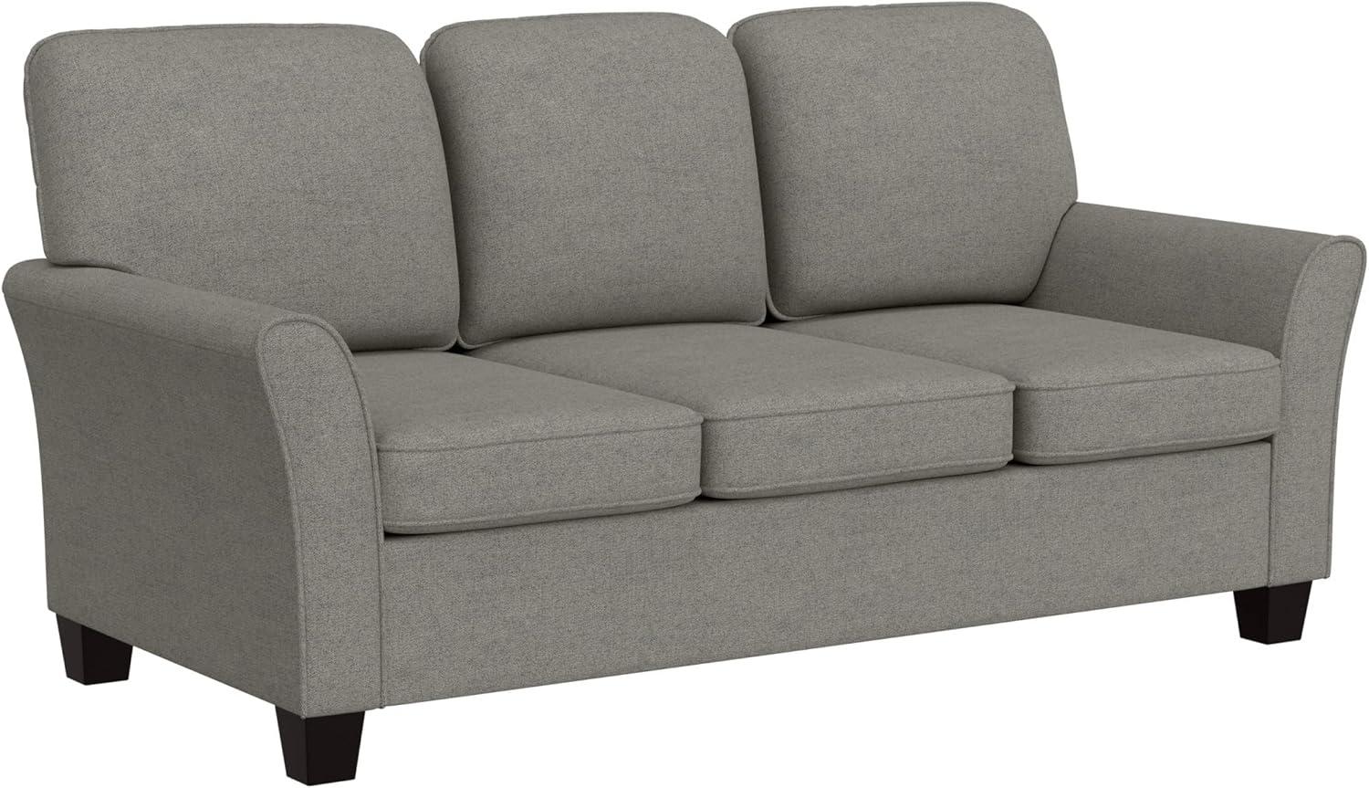 Gray Fabric Upholstered Sofa with Removable Cushions and Rolled Arms