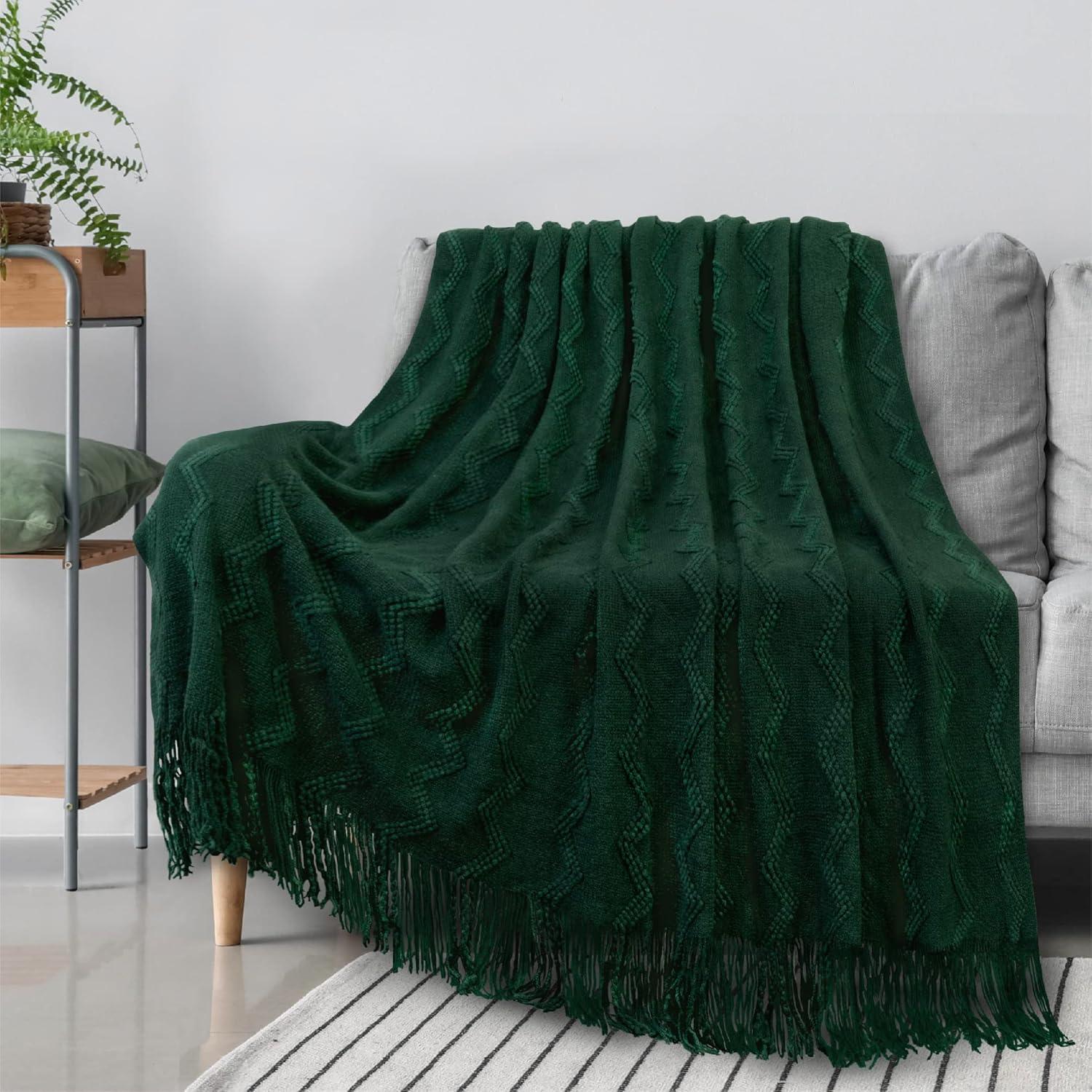 PAVILIA Knit Textured Soft Throw Blanket for Sofa, Living Room Decor, and Bed