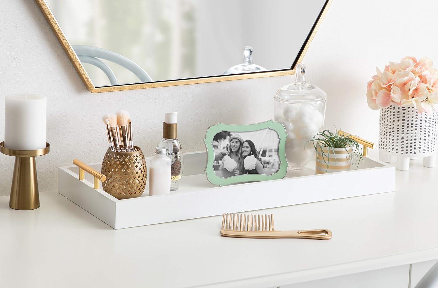 Kate and Laurel Lipton Tray, 10x24, White and Gold