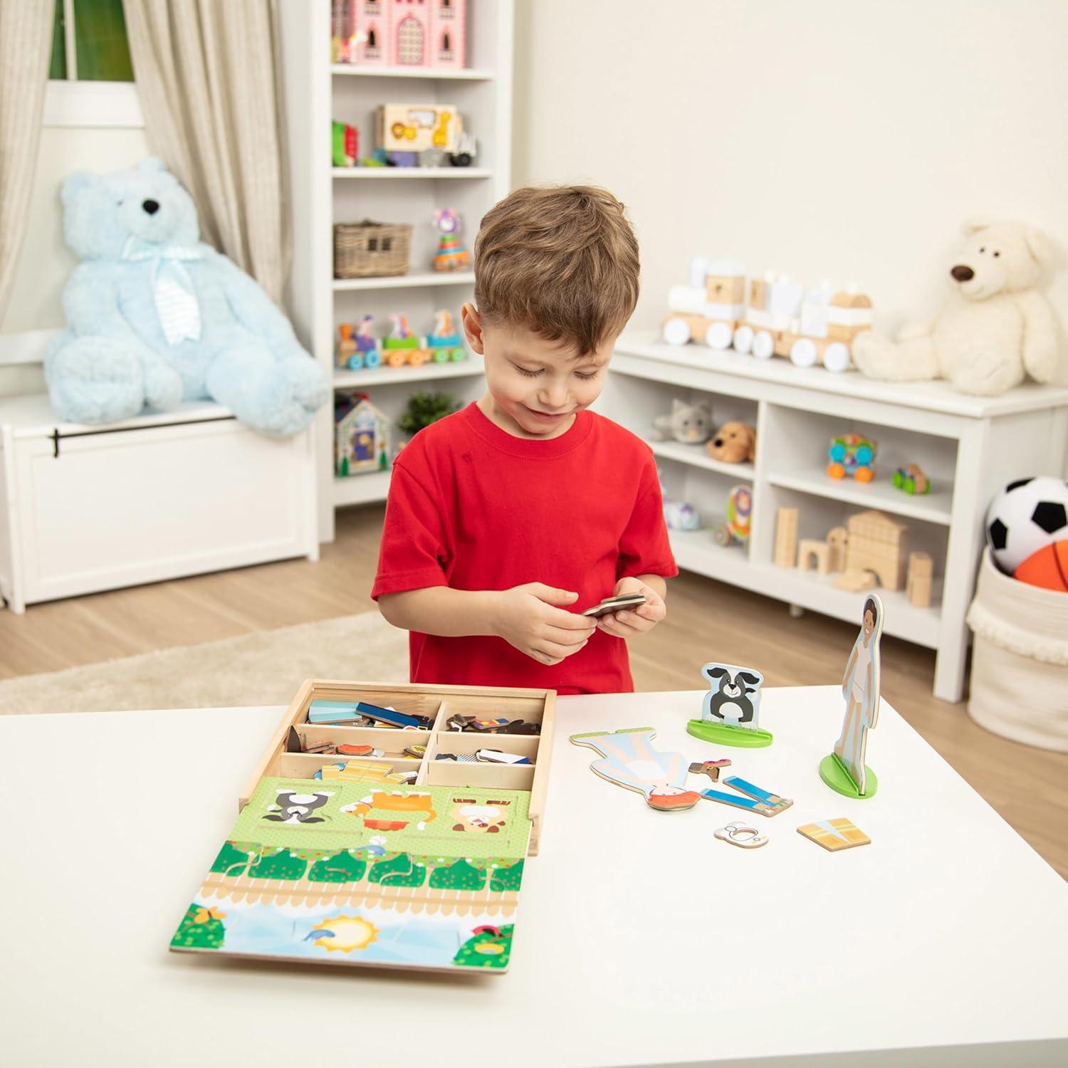 Melissa & Doug Occupations Magnetic Dress-Up Wooden Dolls Pretend Play Set (82 pcs)