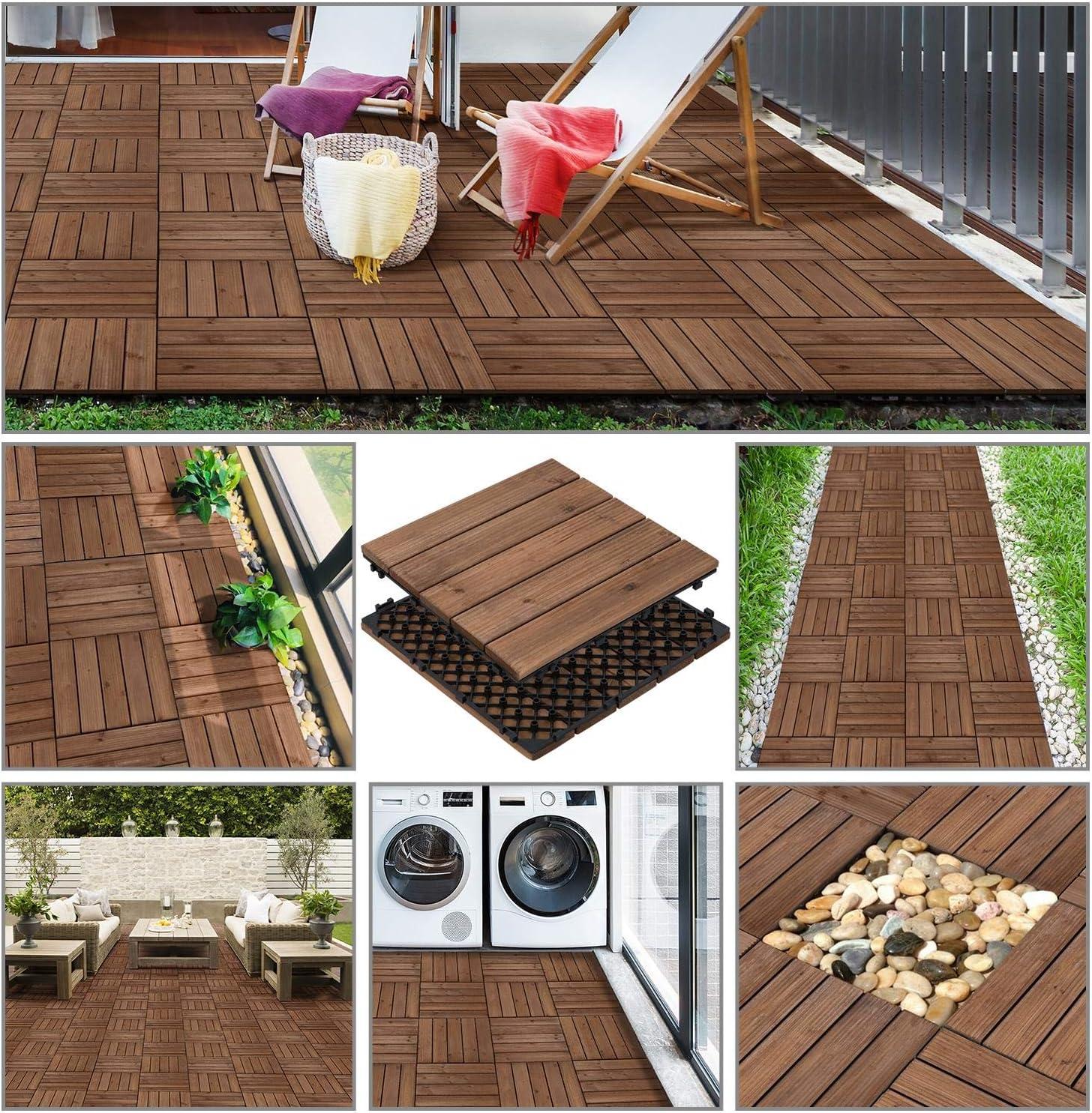 12" x 12" Wood Interlocking Deck Tile