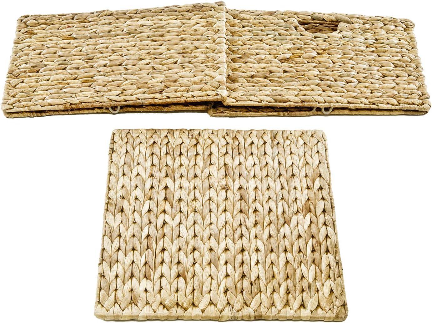 Natural Woven Hyacinth and Steel Square Storage Basket Set