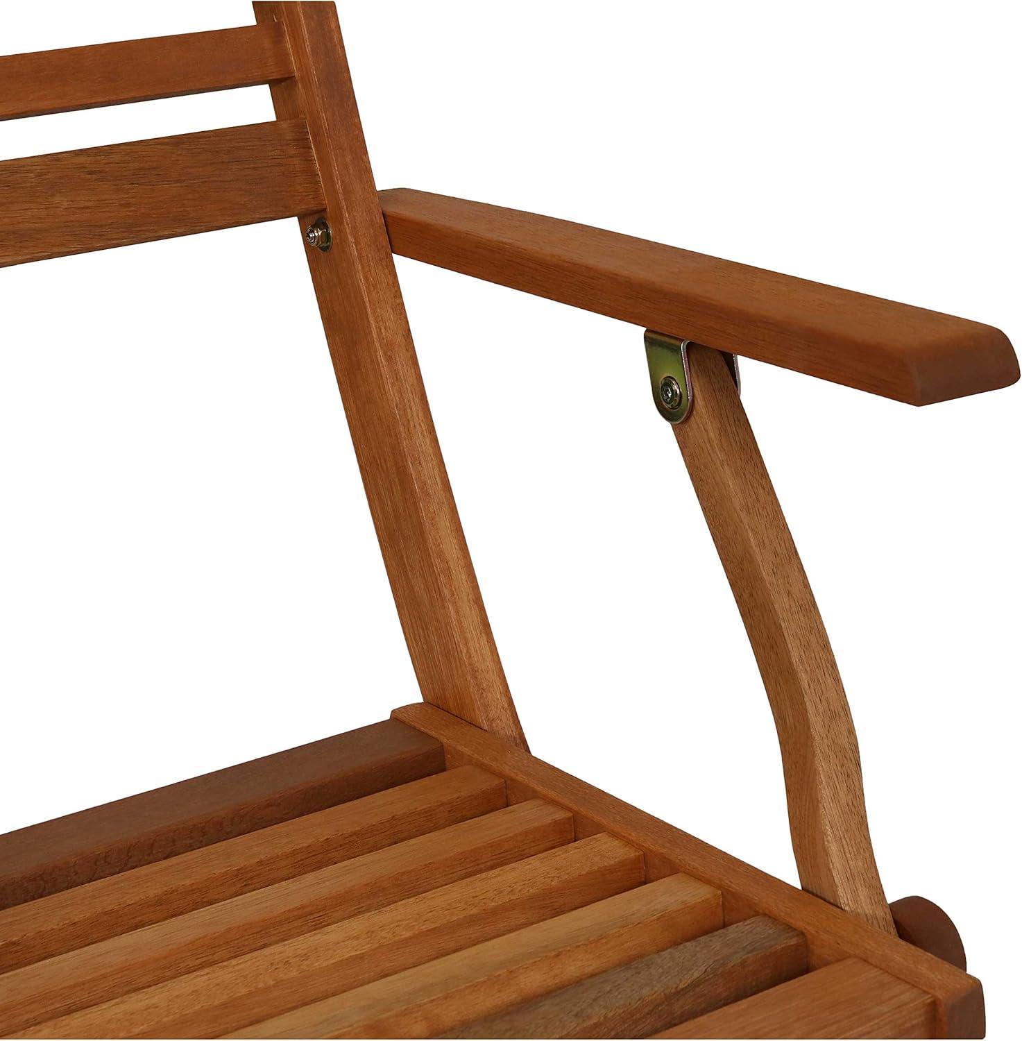 Sunnydaze Meranti Wood with Teak Oil Finish Wooden Folding Patio Lawn Slatted Arm Chairs Set - Brown - 2pk