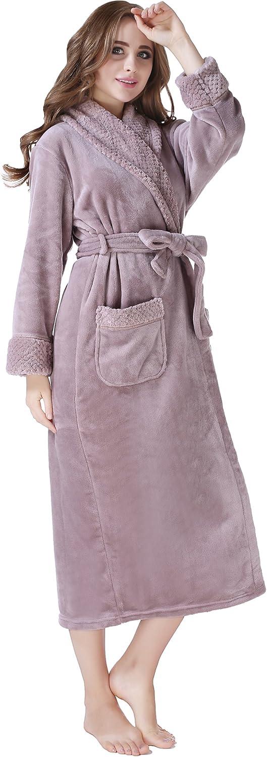 Richie House Women's Plush Soft Warm Fleece Bathrobe RH1591