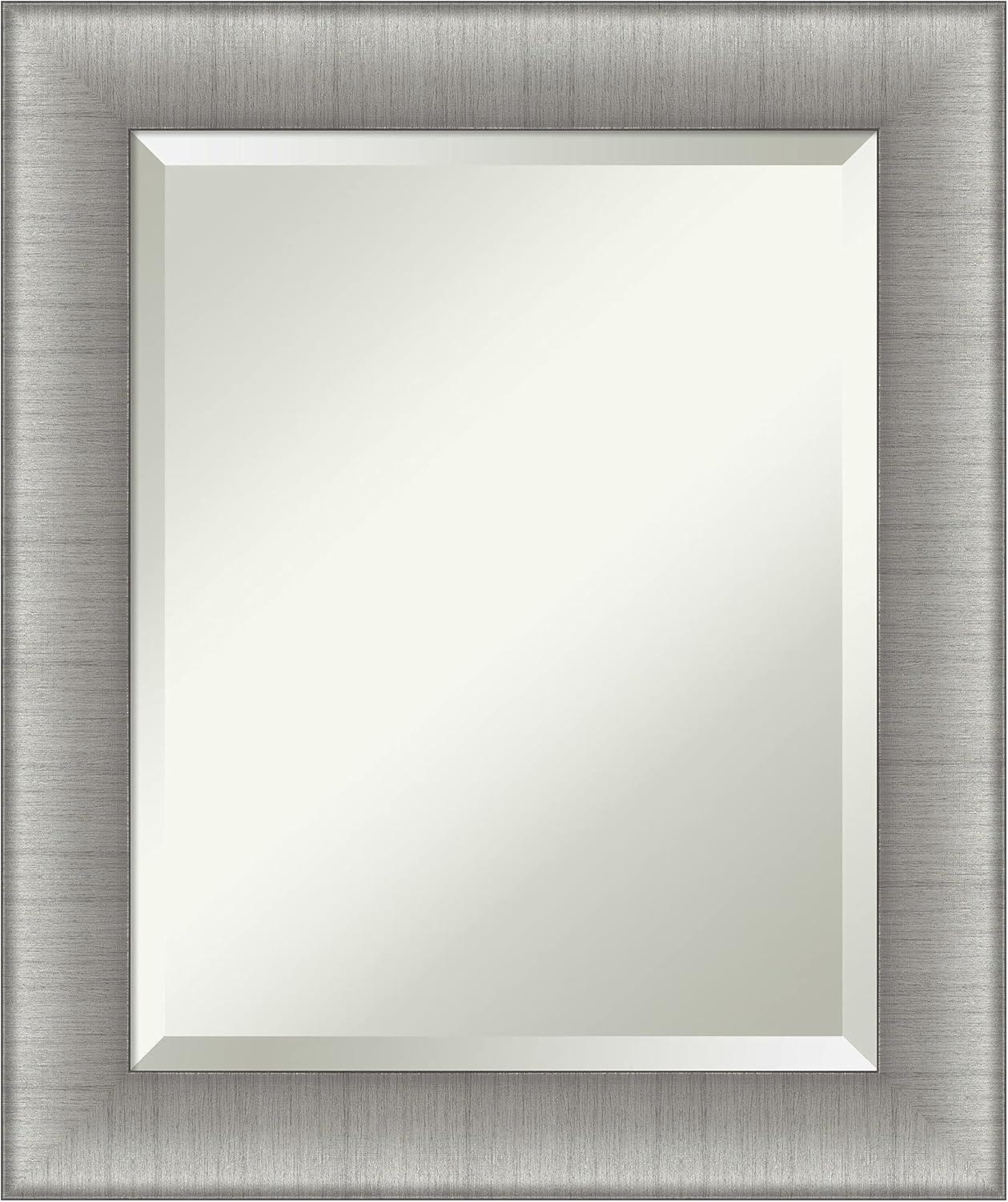 Elegant Brushed Pewter Medium Rectangular Vanity Mirror