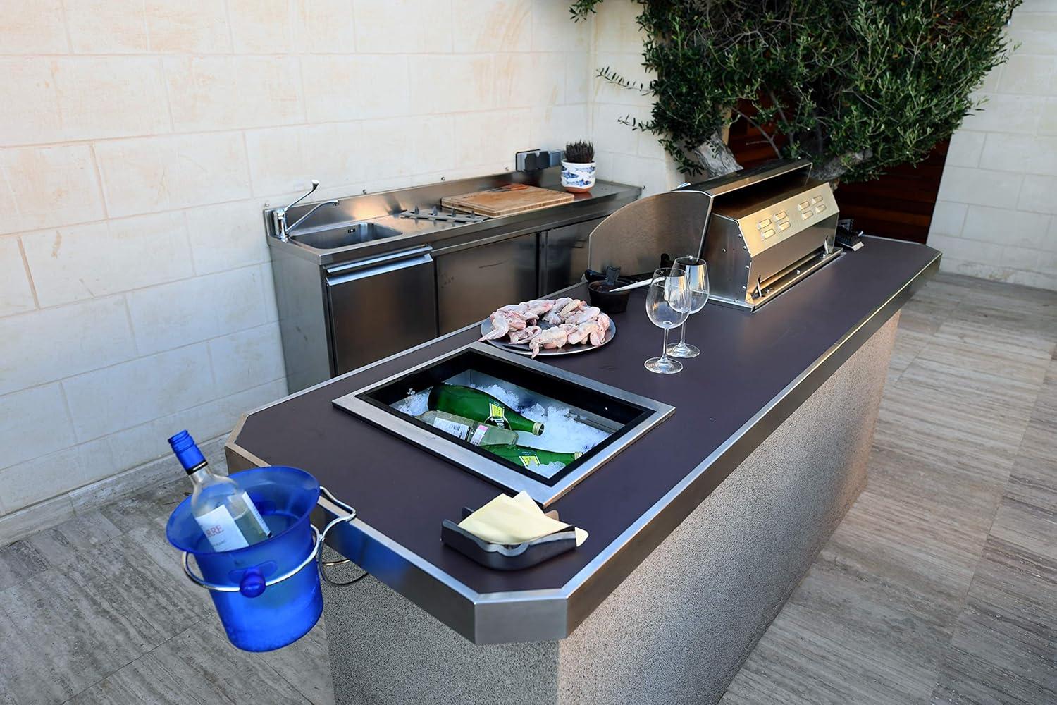 Stainless Steel Beverage Ice Chest with Condiment Tray