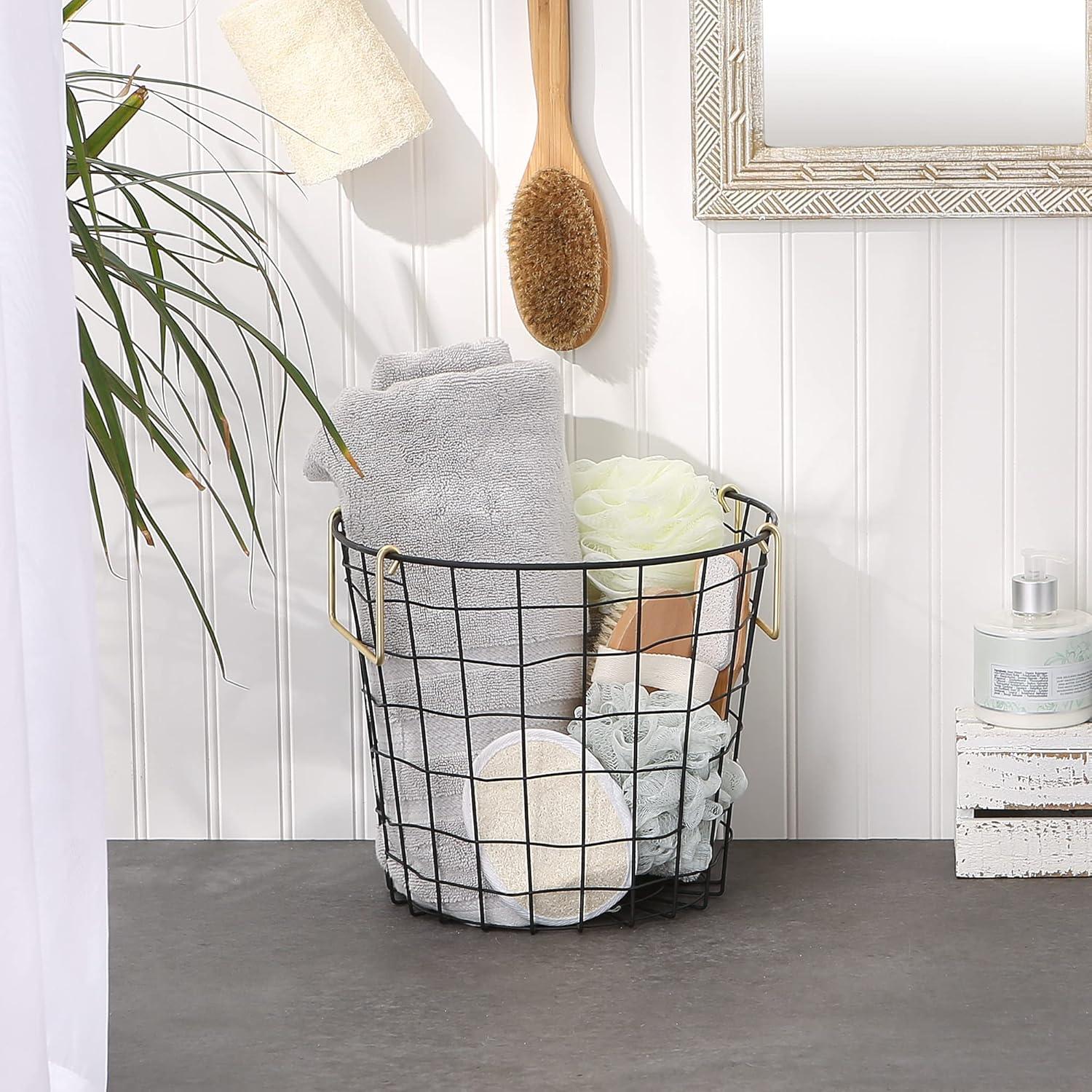 Cesta de Metal Mangos Negro/dorado Rectangular Pequeño 13X6X7