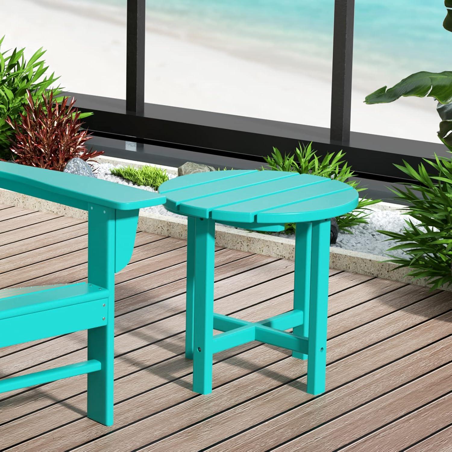WestinTrends All-Weather Outdoor Patio Round Poly Adirondack Side Table, Turquoise