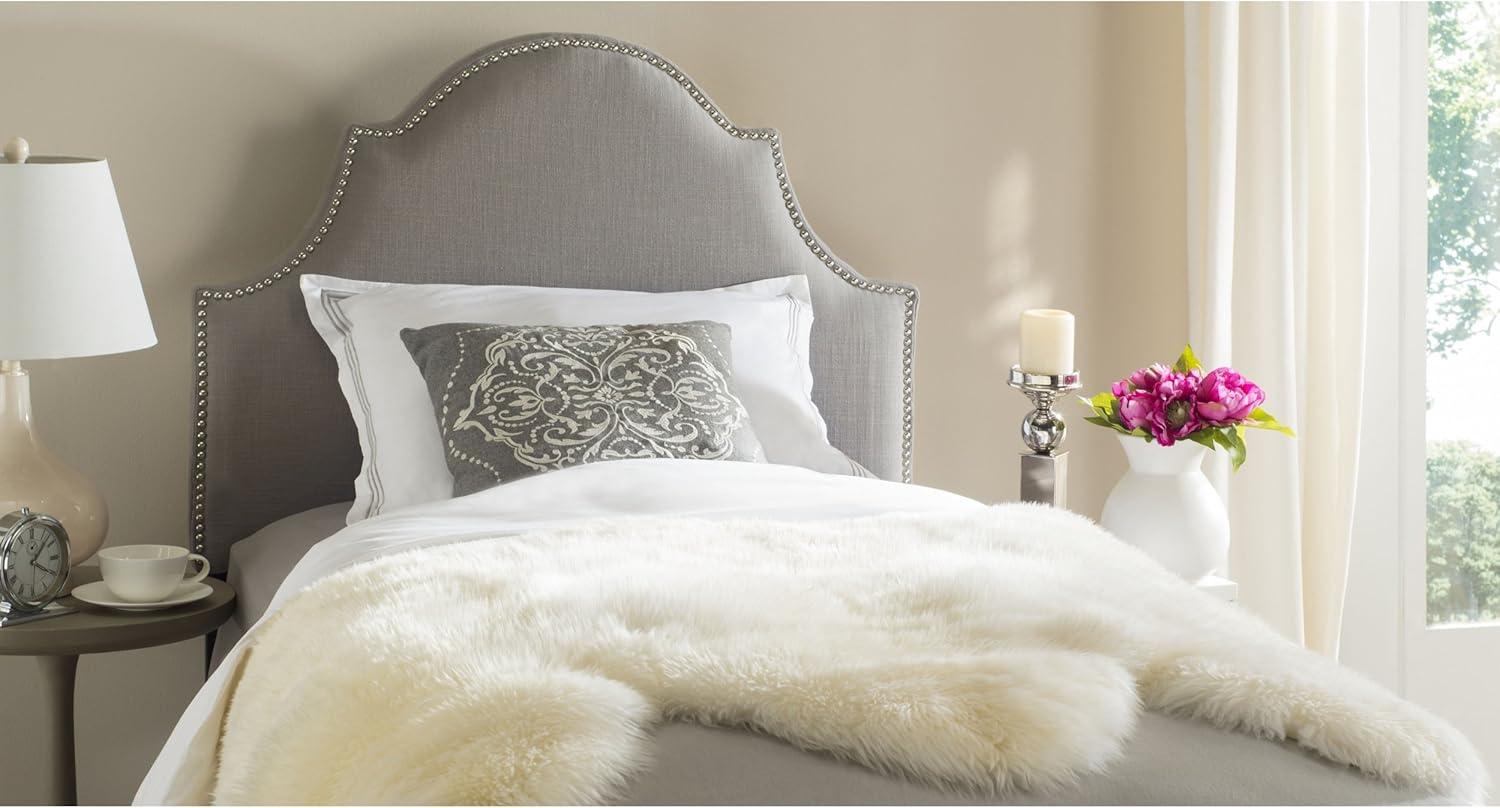 SAFAVIEH Hallmar Classic Elegant Upholstered Headboard, Twin, Hemp/Silver Nails