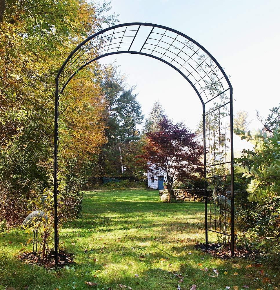 Achla Designs Elegant Handcrafted Monet II Wrought Iron Garden Arbor, 114.5 Inch Tall, Graphite Powder Coated Finish