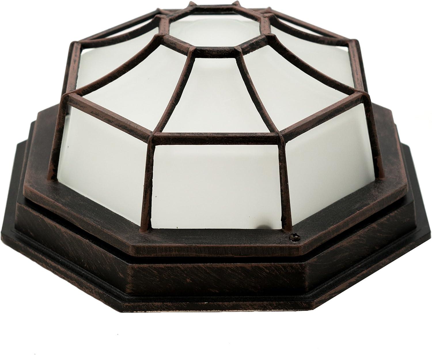 Trans Globe Lighting 40582 Wagon Wheel 1 Light Outdoor Flush Mount Ceiling Fixture - Rust